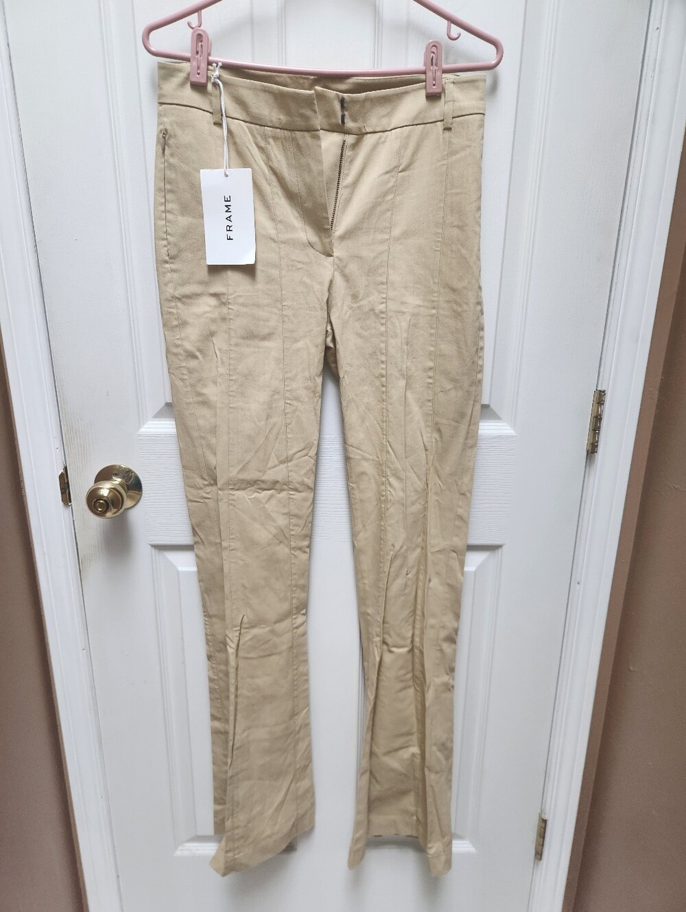 Frame Denim Beige Flare-Leg Trousers